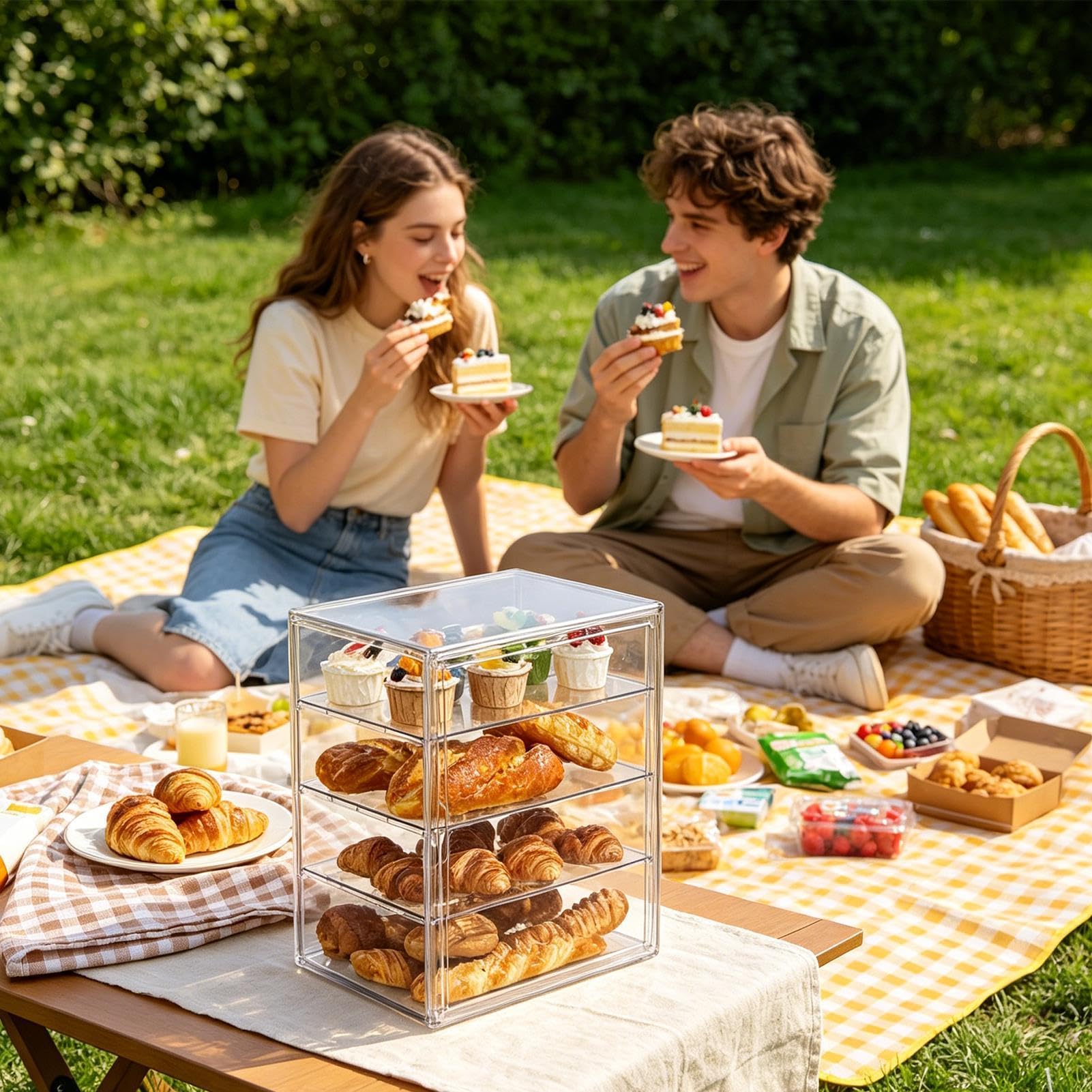 Genérico - Contenedor Transparente Ajustable Acrílico | De Gran | Para Despensa Hogar Refrigerador Alimentos Sándwiches Tostadas Bagels Bananas Mantequilla