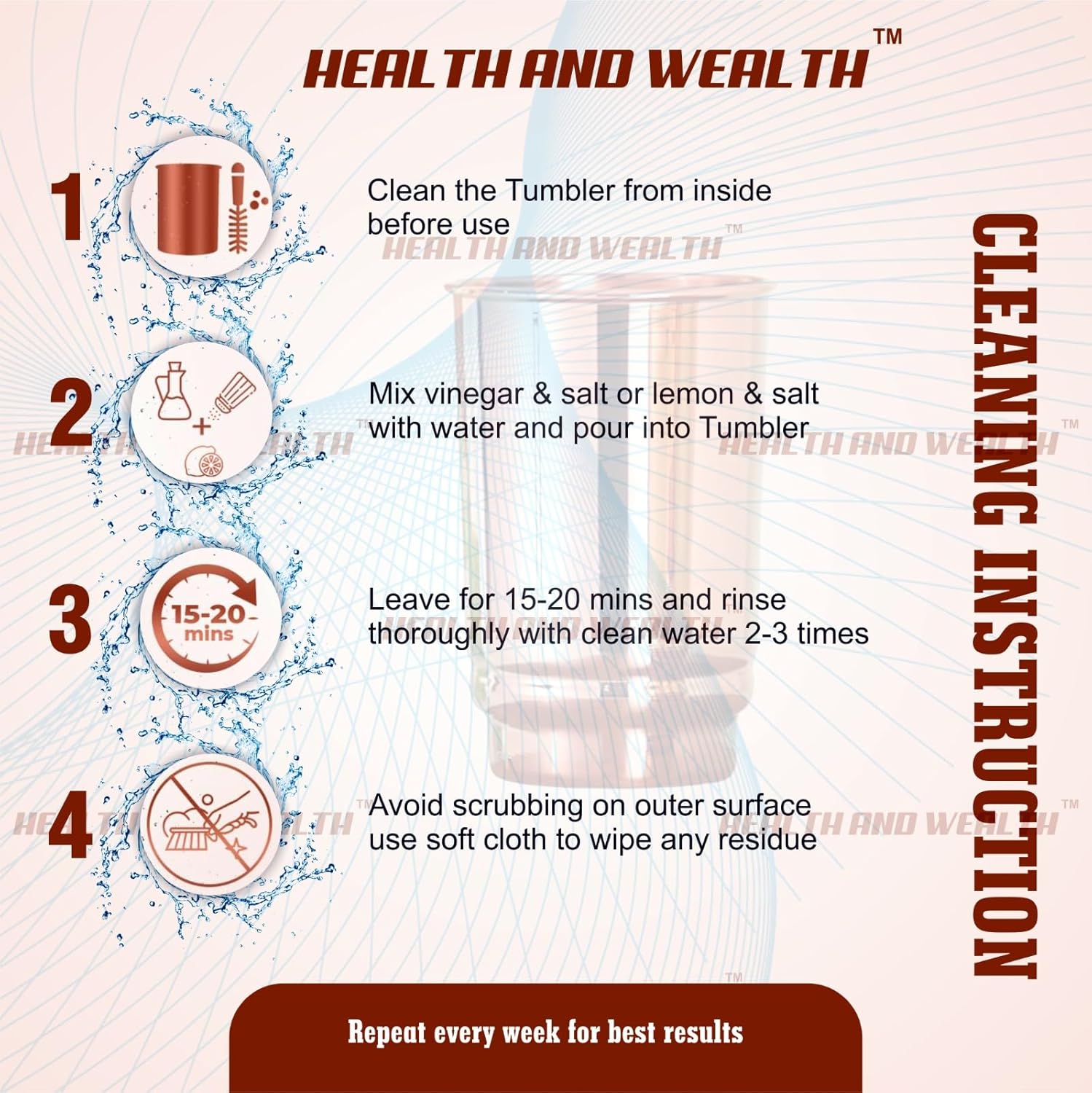 HEALTHANDWEALTH™ Pure Copper Water Jug with 2 Tumblers | 1.5 L Ayurvedic Drinking Water Pitcher | Improves Digestion, Boosts Immunity | Made in India