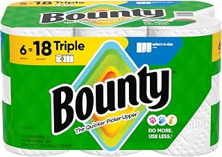 Bounty Select-A-Size Paper Towels, White, 6 Triple Rolls = 18 Regular Rolls, 2x More Absorbent