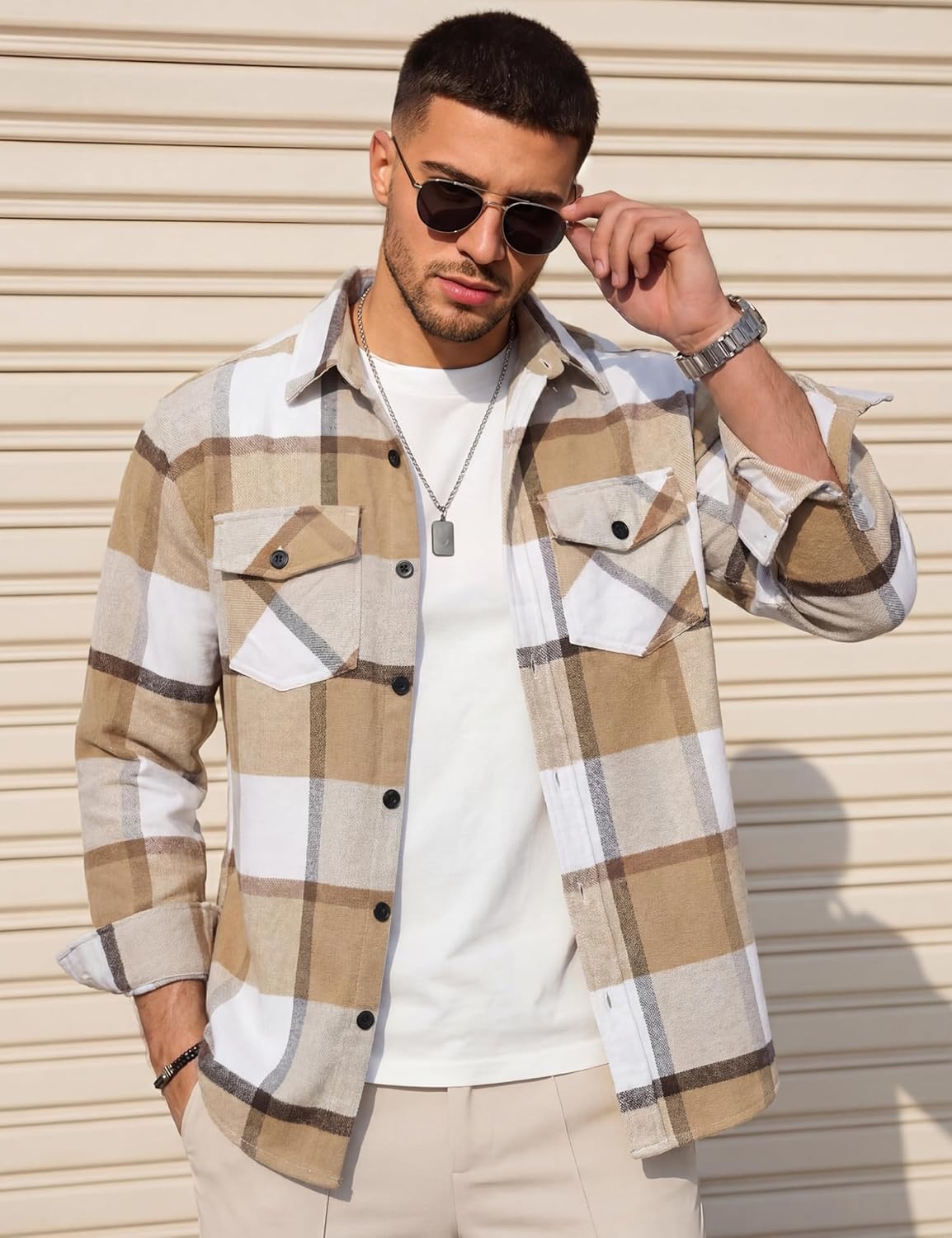 TACVASEN Men's Flannel Shirts Long Sleeve Button Down Soft Brushed Cotton Flannel Casual Plaid Spring Fall Shirt - Image 3