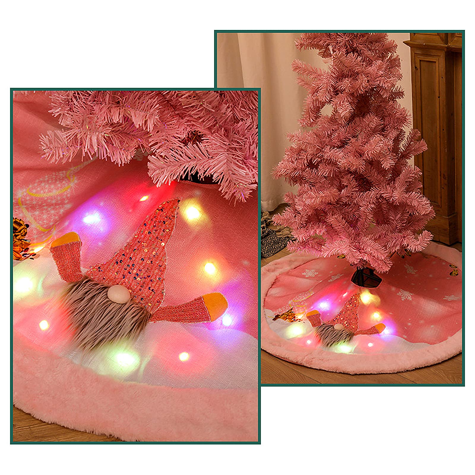 Gonna Per Albero Di Natale Con Paillettes Oro Rosa, 100 Cm Di Diametro, Con Chiusura Velcro, Decorazione Lussuosa Per Interni Ed Esterni - 4