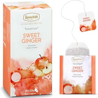 Ronnefeldt Teavelope Sweet Ginger – Herbal Infusion – Fruit Tea with White Hibiscus and Ginger – 25 Tea Bags – Caffeine Free Individually Wrapped