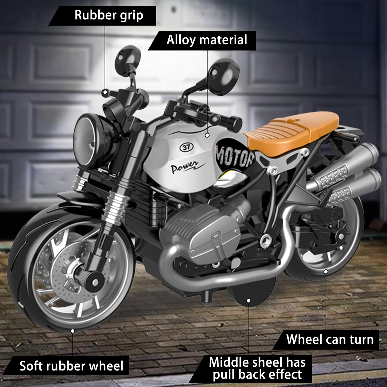 4 Pack Friction Powered Alloy Metal Motorcycle Toys, 1:12 Scale Pull Back Toy Cars for Kids Playing, Diecast Collection Gift for Man, for Birthday Christmas Anniversary Present