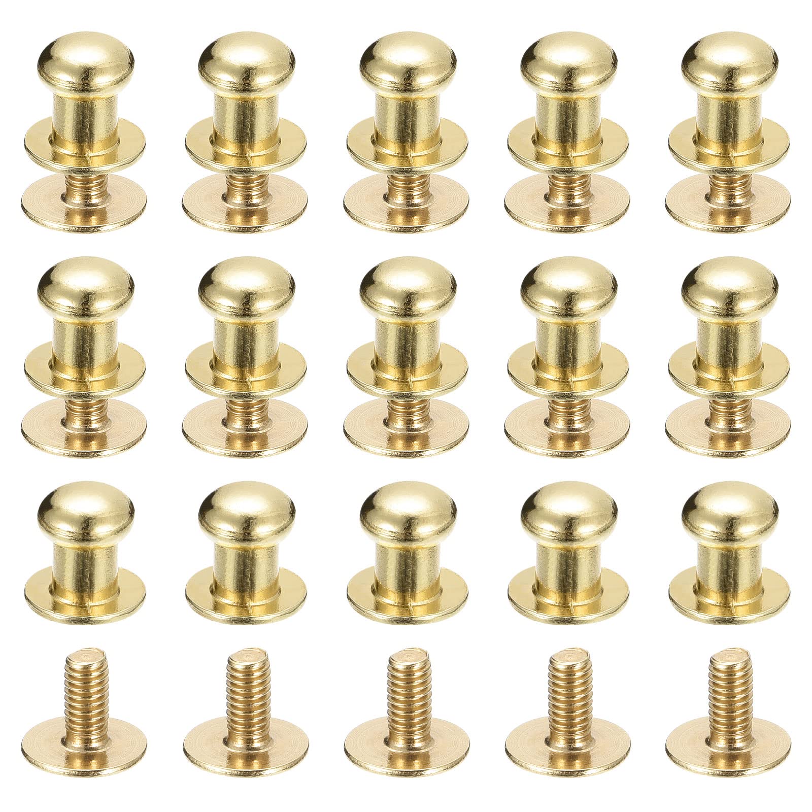 Rivet à tête sphérique de 6 mm doré pour maroquinerie, vis pour cuir, loisirs créatifs, sac