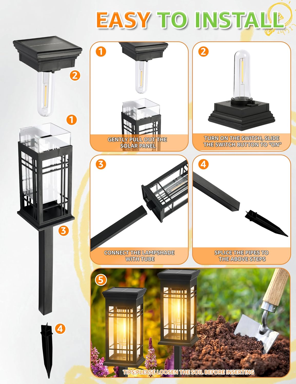 8 Pack Solar Lights Outdoor Waterproof, Bright Solar Pathway Lights with Auto On/Off, Weatherproof Garden Landscape Lighting for Yard Patio Walkway Lawn Decor