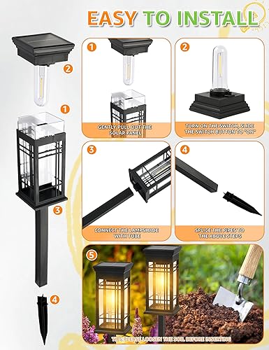 Miniatura 6 de Paquete de 4 luces solares impermeables para exteriores, luces solares para exteriores, para patio, camino, pasarela, césped, jardín, decoración,