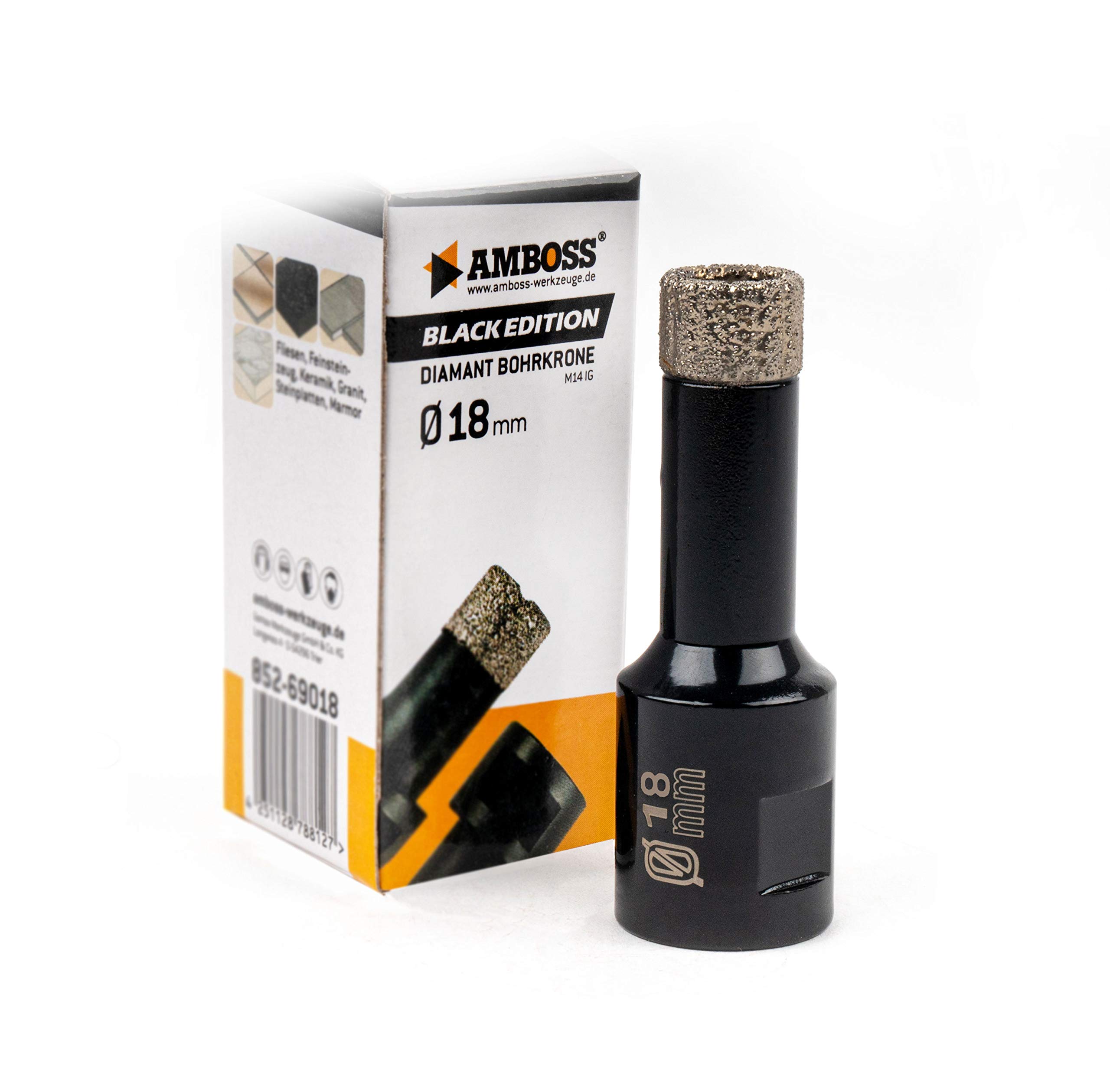 Amboss - diamentowa koronka wiertnicza 18 mm (M14) do szlifierek kątowych | nadaje się do gresu, twardych płytek, granitu itp.