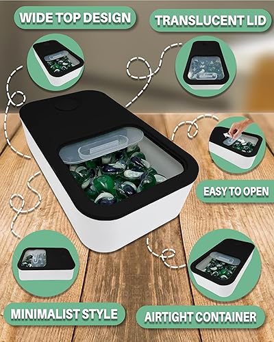 Miniatura 6 de Skywin Contenedor para lavandería con tapa deslizante (negro) 15 x 8.7 x 4.5 pulgadas, capacidad para 11 libras, se adapta a 2 botellas de