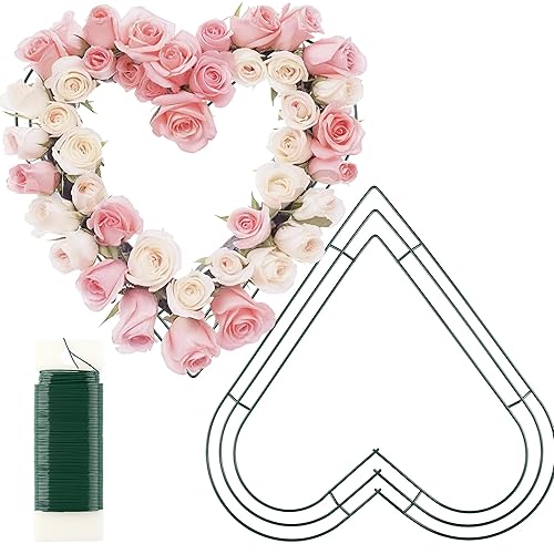 Fovths 2 Pack Heart Wreath Frame 12 Inch Dark Green