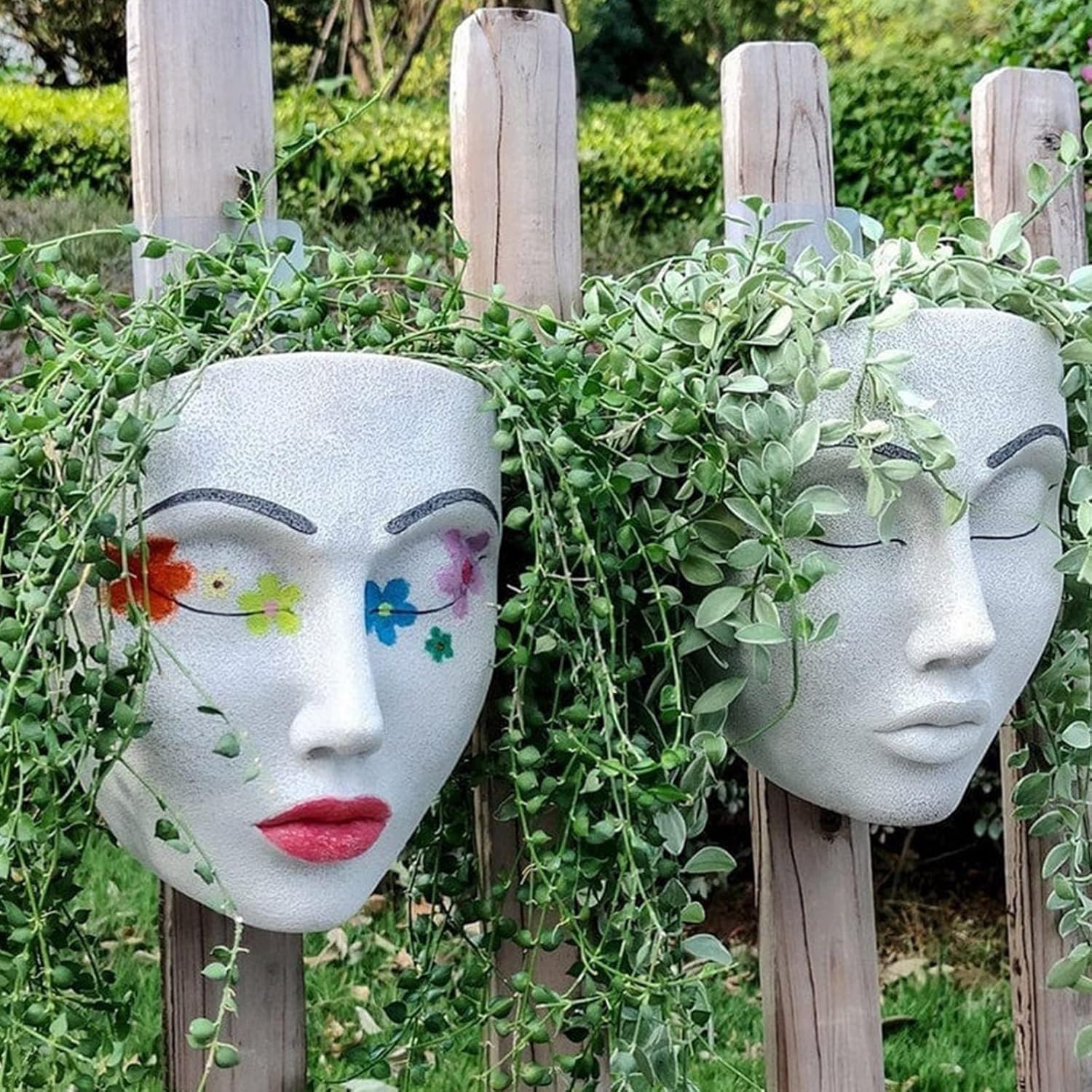 Wall Planter for Indoor Outdoor Plants, Face Planter Hanging Plant Pot for Home Decor, Modern Face Vase Face Flower Pot Planter Gifts for Plant Lovers (B)