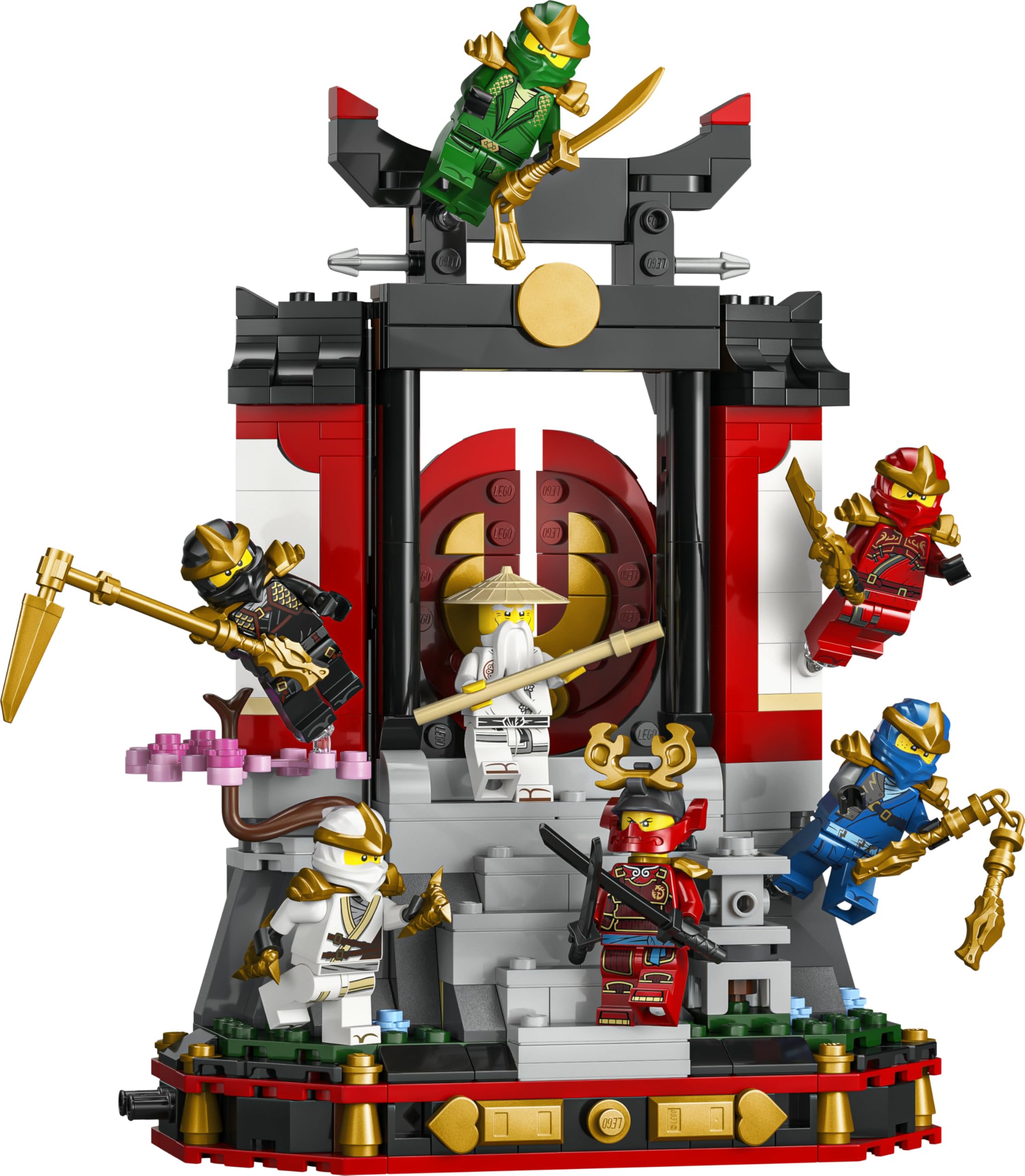 LEGO Ninjago Exposición de Personajes Ninja: 15 Aniversario - Puerta de Monasterio con 8 Minifiguras Coleccionables y Espadas - Regalo Nostálgico para Niños de 14+ Años y Fans Adultos - 71866