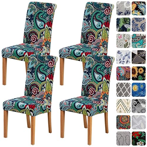 HZDHCLH Chair Covers Slipcovers 4/6 PCs Stretch Removable Washable Short Dining Chair Protector Cover Seat for Hotel,Dining Room,Ceremony (Secret Realm,4 PCS) - Secret Realm - 4 PCS