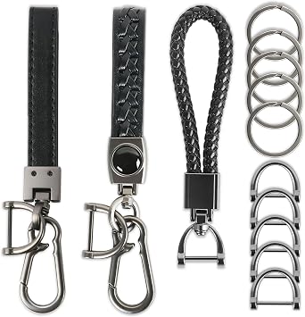 Car captain 3 Paket Deri Anahtarlık Evrensel Anahtarlıklar Araba Anahtarları için Dokuma Kayış Örgülü Halat Deri Anahtarlık Erkekler ve Kadınlar için Anahtarlık Tutucu 5 Anahtarlık, 5 Anti-Kayıp