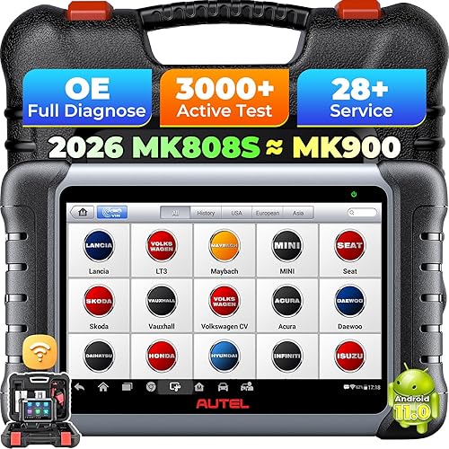 Autel MaxiCOM MK808S Bidirectional Scanner: 2026 Same as MaxiCheck MX808S MX900 MK900BT MK808BT Pro, 3000+ Active Test, 28+ Service for 200+ Brands, OBD2 All System Diagnose, FCA Autoauth & SGW, OS 11
