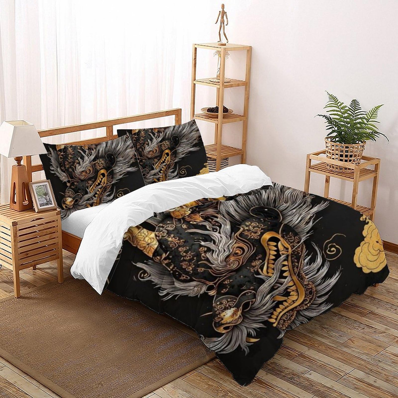 Housse de couette double animaux 3D zip literie microfibre 200x200