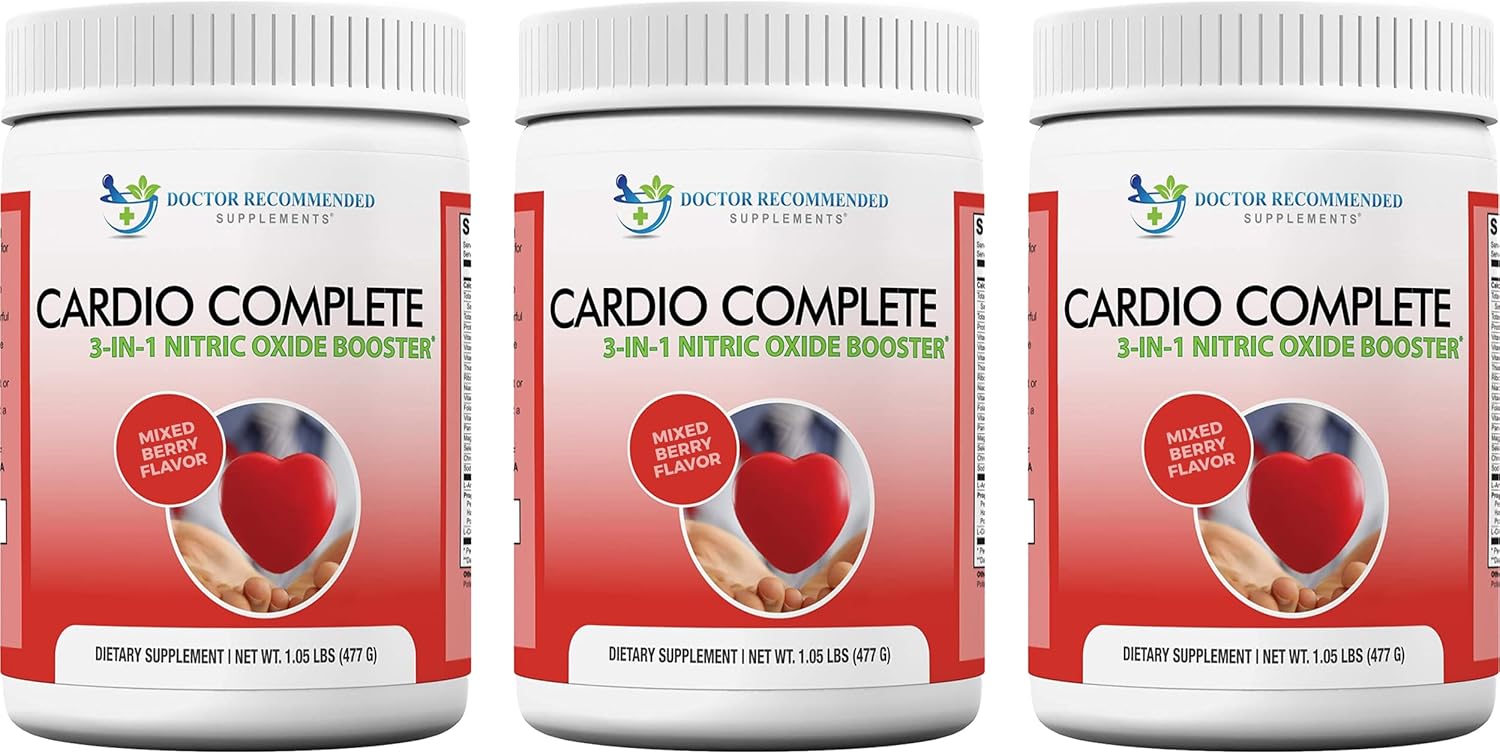 Cardio Complete - Heart Health Support Powder Supplement - 3-in-1 Nitric Oxide Booster with 5,000 L-Arginine, 1,000mg L-Citrulline, and Hawthorn Berry