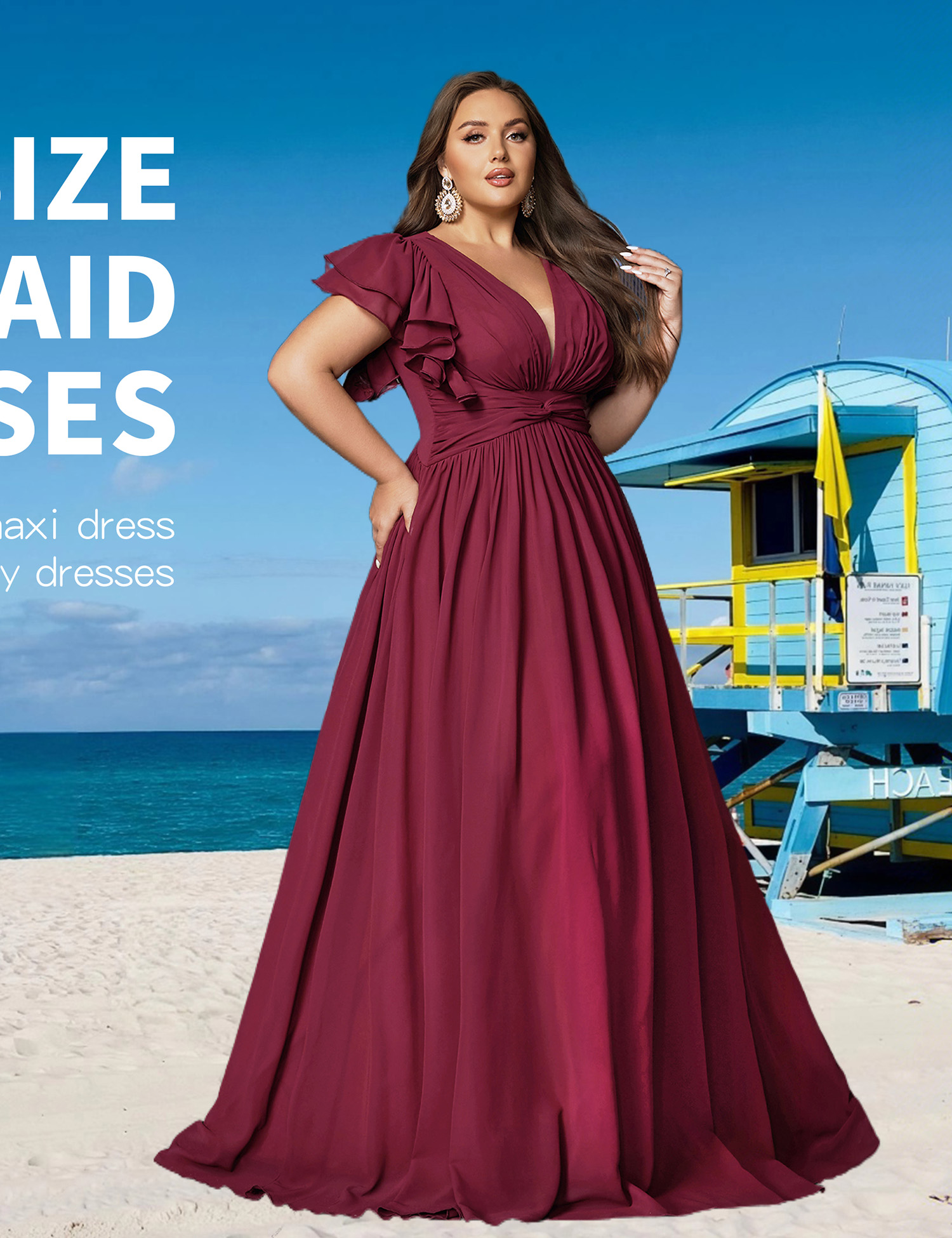 Amazon.com: VOUIAO Women's Plus Size Bridesmaid Dresses Chiffon Wedding  Guest Summer Maxi Dress Elegant Prom Evening Party Cocktail Gown Black 0XL  : Clothing, Shoes & Jewelry