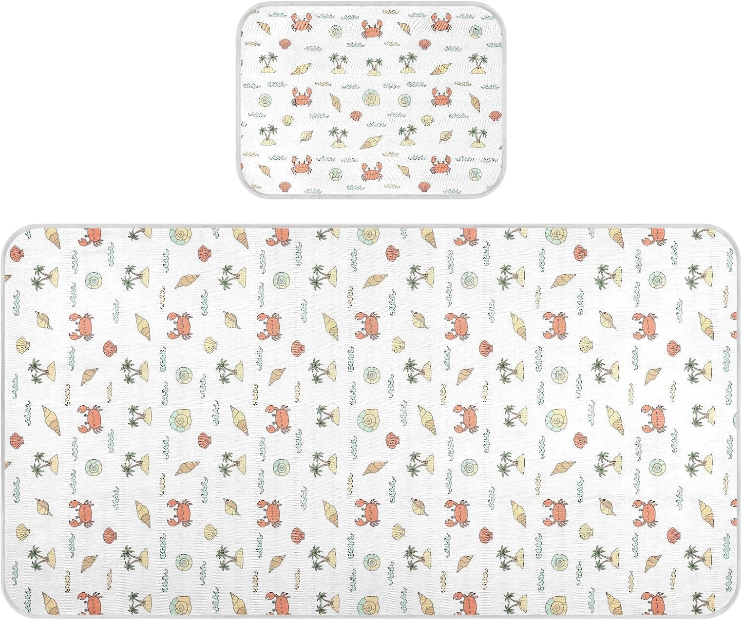 Baby Cooling Mat Cartoon Tropical Theme Ice Silk Breathable Mesh Summer Crib Mattress Pad with Pillowcase, Soft Cooling Sleeping Surface for Infant & Toddler, 52"x28"