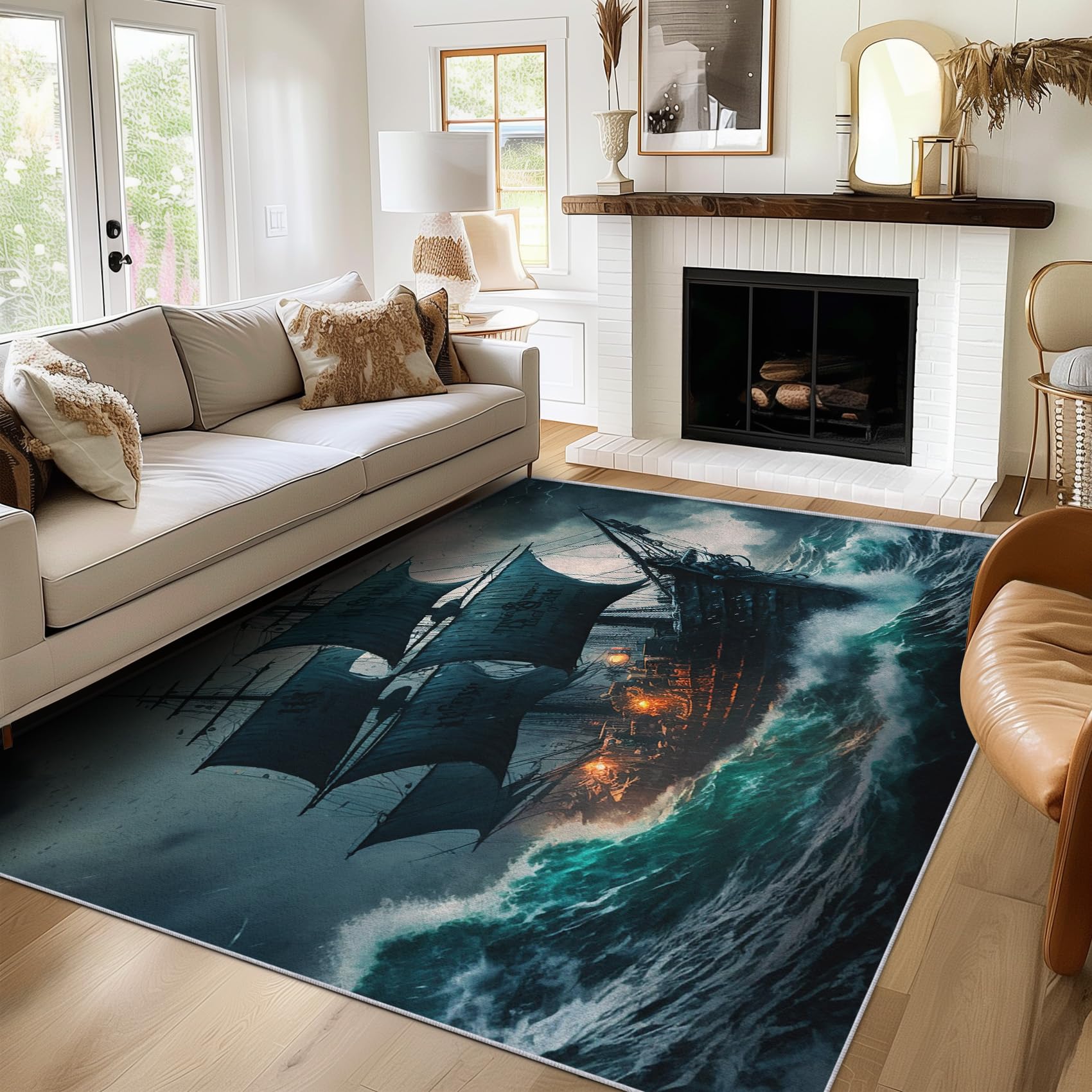 Tapis viking nautique antidérapant 180x240 lavable pour salon