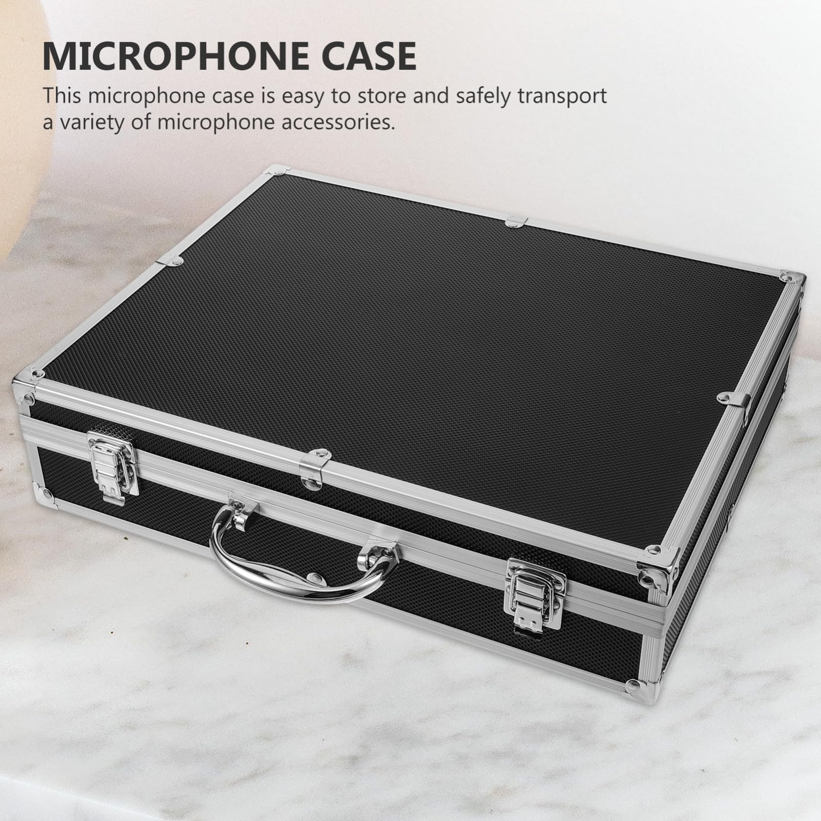 Kisangel Custodia Rigida per 4 Microfoni Cordless in Lega di Alluminio con Protezione Antiurto e Maniglia per Viaggio Portatile
