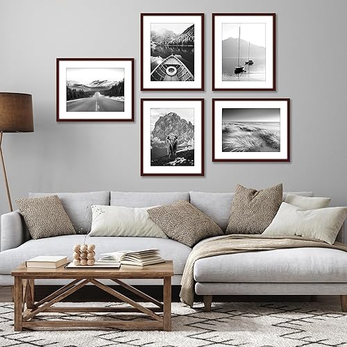 Vista 664 de Americanflat Portarretratos de 5 x 6 pulgadas con plexiglás pulido, juego de 5 portarretratos de 2 x 3 pulgadas con paspartú o para fotos de 5 x 6