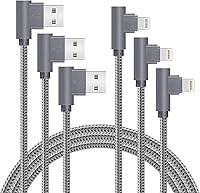 Vista 1 de APFEN Cable de carga Lightning para iPhone con certificación MFi de 90 grados, cable de datos rápidos de nailon trenzado compatible con iPhone Xs