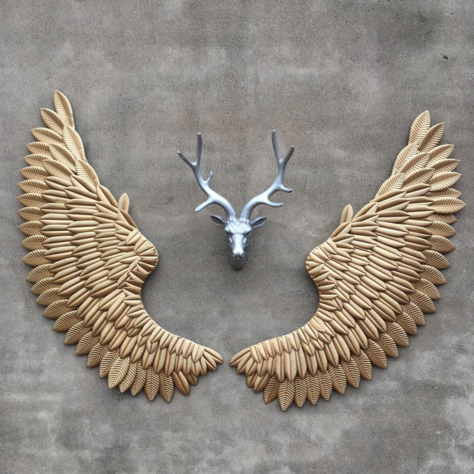 Sztuka dekoracji ścian i metali Dekoracja ścienna z metalu Angel Wings, rzeźba ścienna, dekoracja salonu, retro atrakcyjny prezent do salonu, sypialni, gabinetu, ogrodu, podwórka