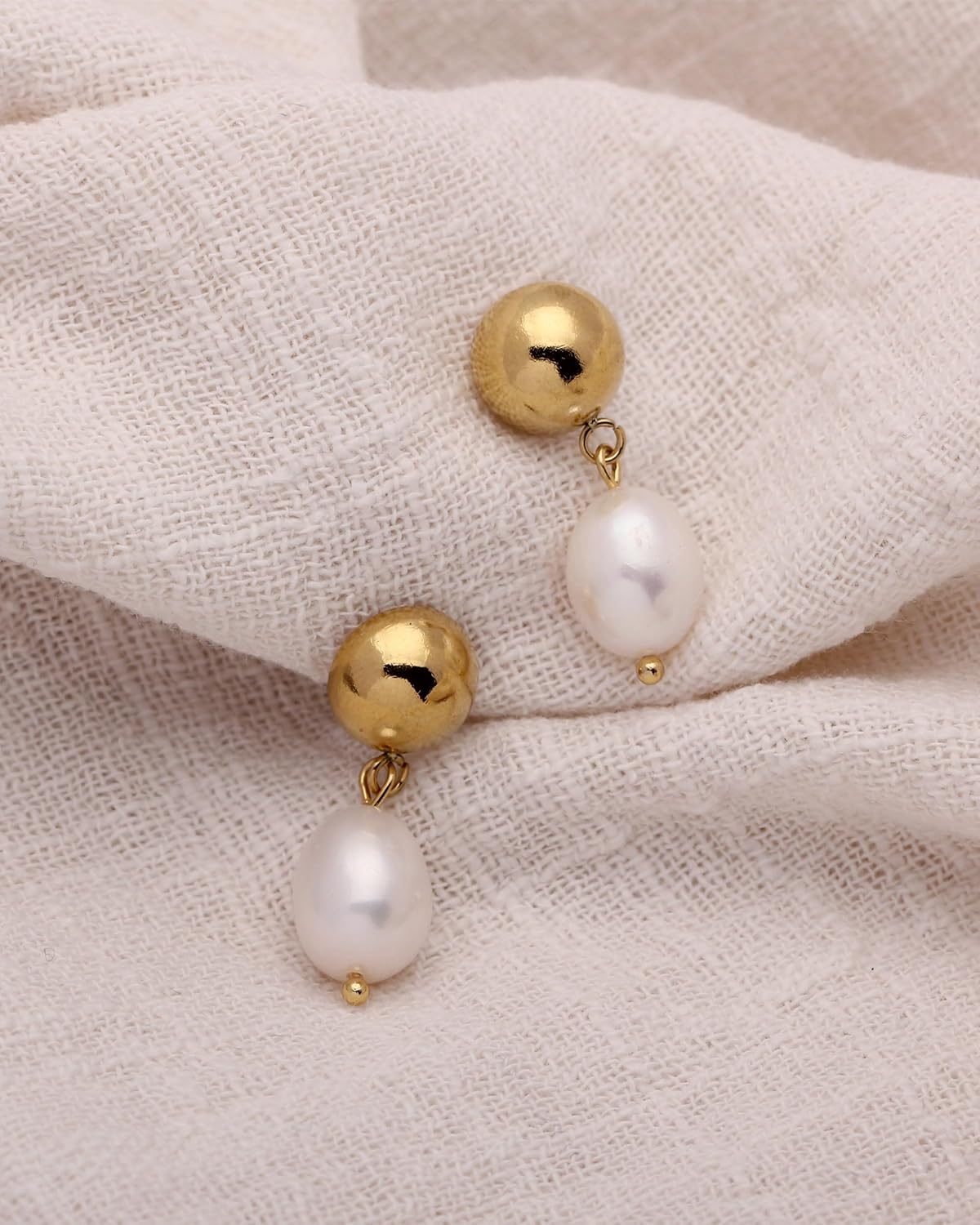 Pearl Earrings for Women, Trendy 14k Gold Plated Drop Hoop Pearl Earrings Dainty Freshwater Leaf Bow Pearl Dangle Earring Elegant Hypoallergenic Bridesmaid Gold Pearl Earrings Wedding Jewelry for Women - Image 7