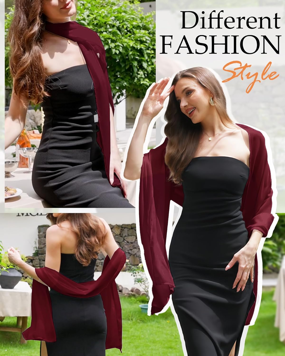 CHICGAL Women's Scarf Shawls and Wraps for Evening Dress Wedding Party Bridal Scarves Sarong Cover Ups - Image 2