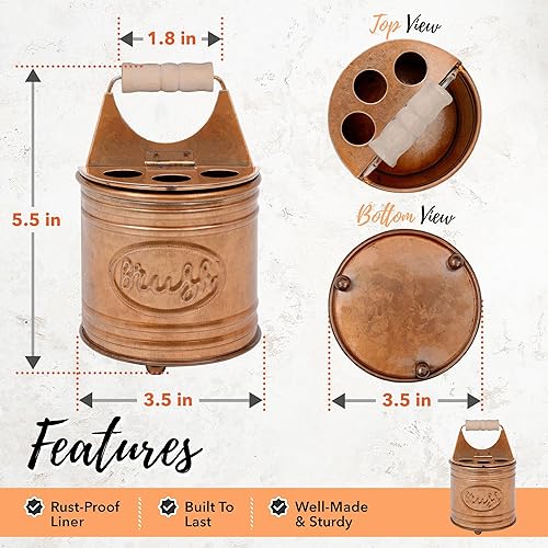 Miniatura 6 de Autumn Alley Soporte para cepillos de dientes de granja para baños, soporte rústico de cobre para cepillos de dientes, accesorios de baño de granja,