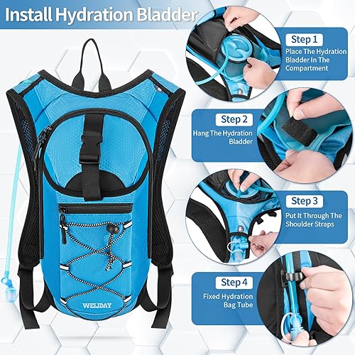 Miniatura 4 de Mochila de hidratación con vejiga de agua a prueba de fugas, mochila ligera de agua hidroeléctrica para rave, ciclismo, correr, senderismo, escalada
