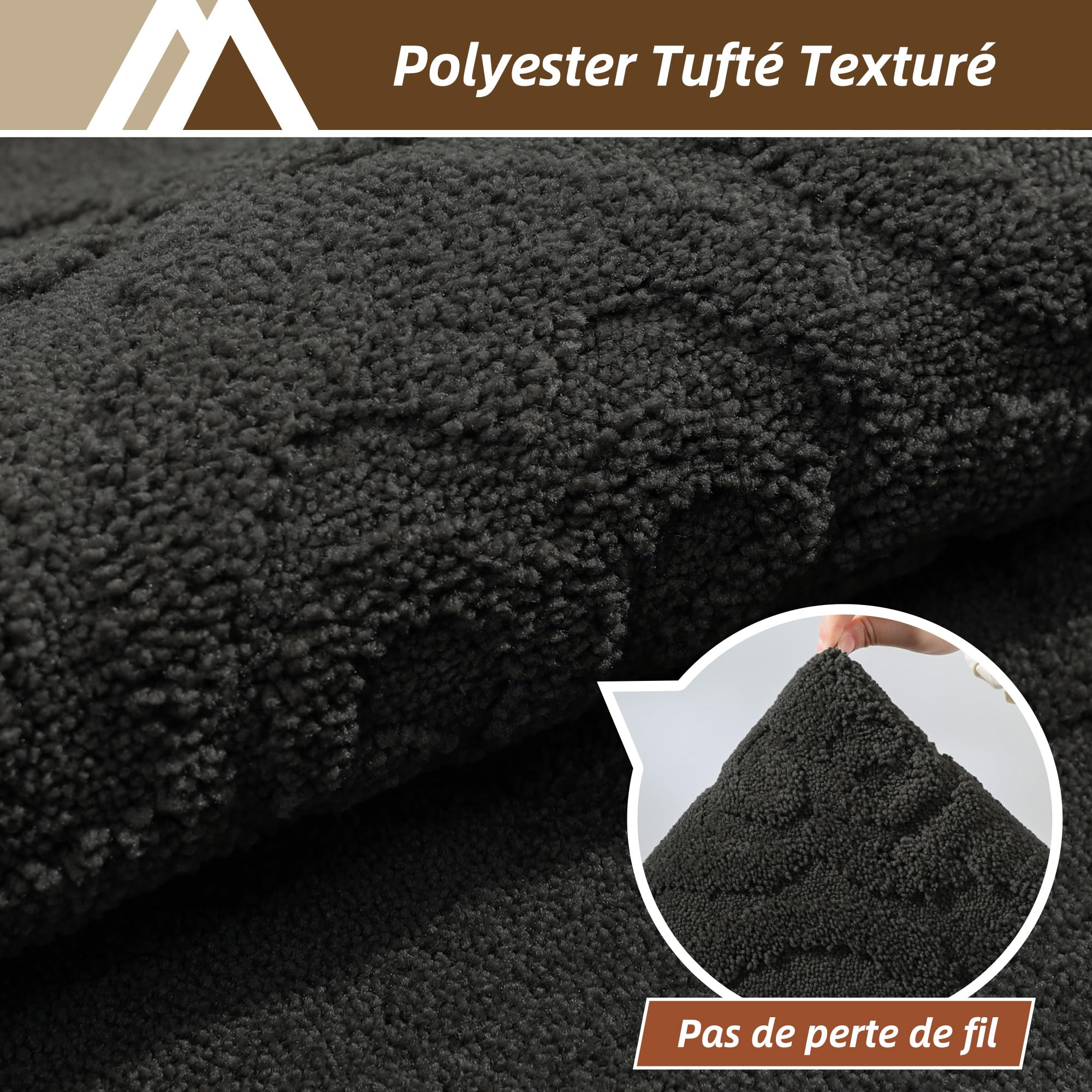 COSY HOMEER Paillasson lavable et antidérapant pour entrée intérieure, 90 x 150 cm, noir