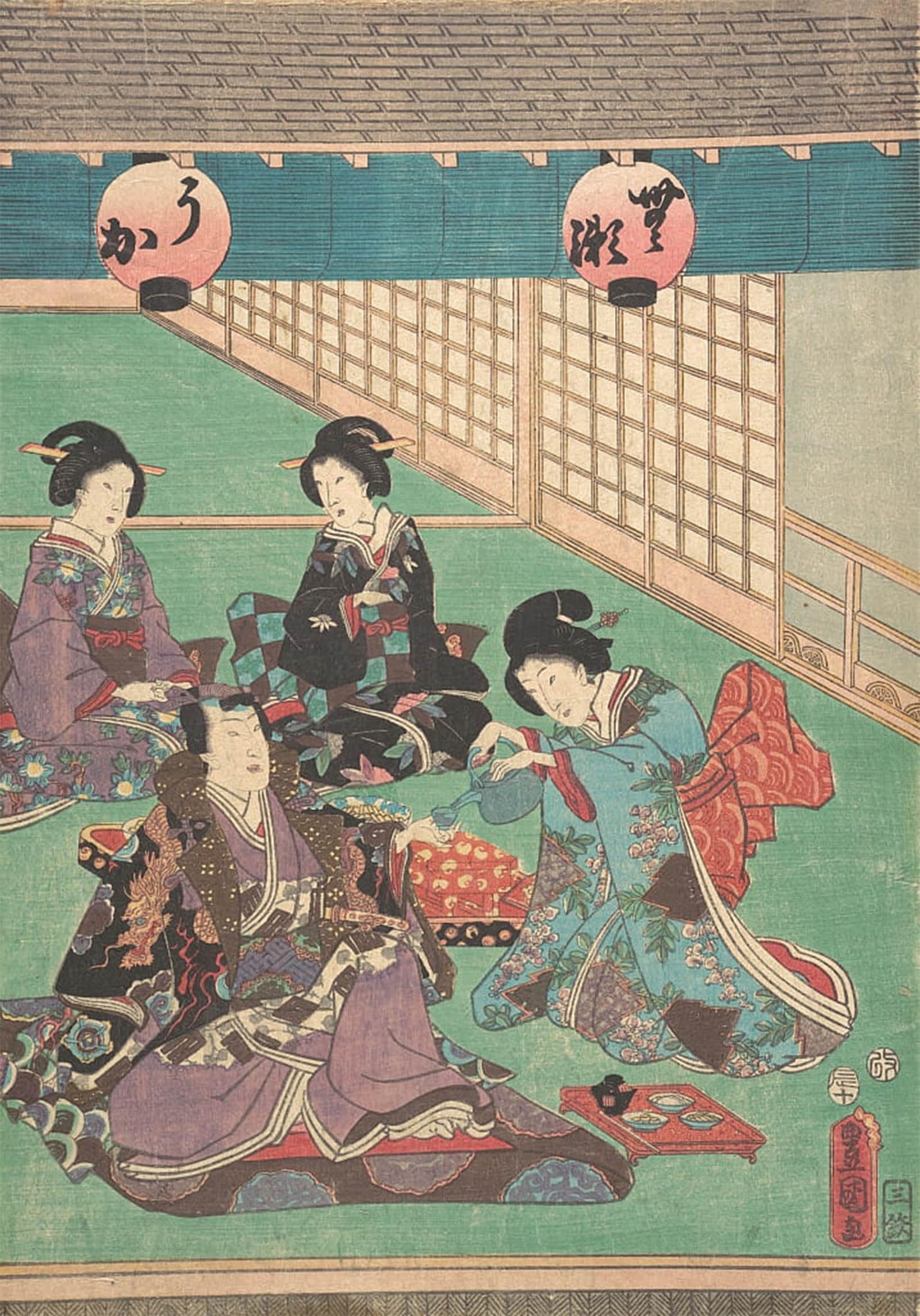 POSTERIIk Vintage Print Pop Art Landscape Artwork Famou Painting by Utagawa Kunisada Art Prints for Office Home Decor 60x90cm