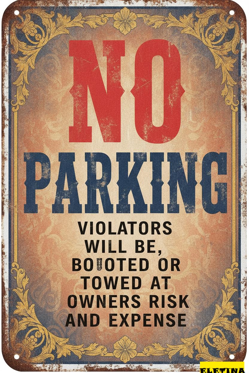 No Parking Violators Ticketed Metal Warning Sign Driveway High Way Street Gate Yard Decor 8x12in