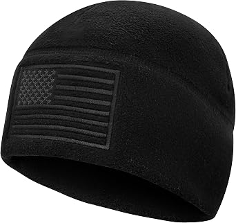 American Flag Fleece Watch Cap, Winter Warm Fleece Beanie, USA Army Military Tactical Beanie Hat