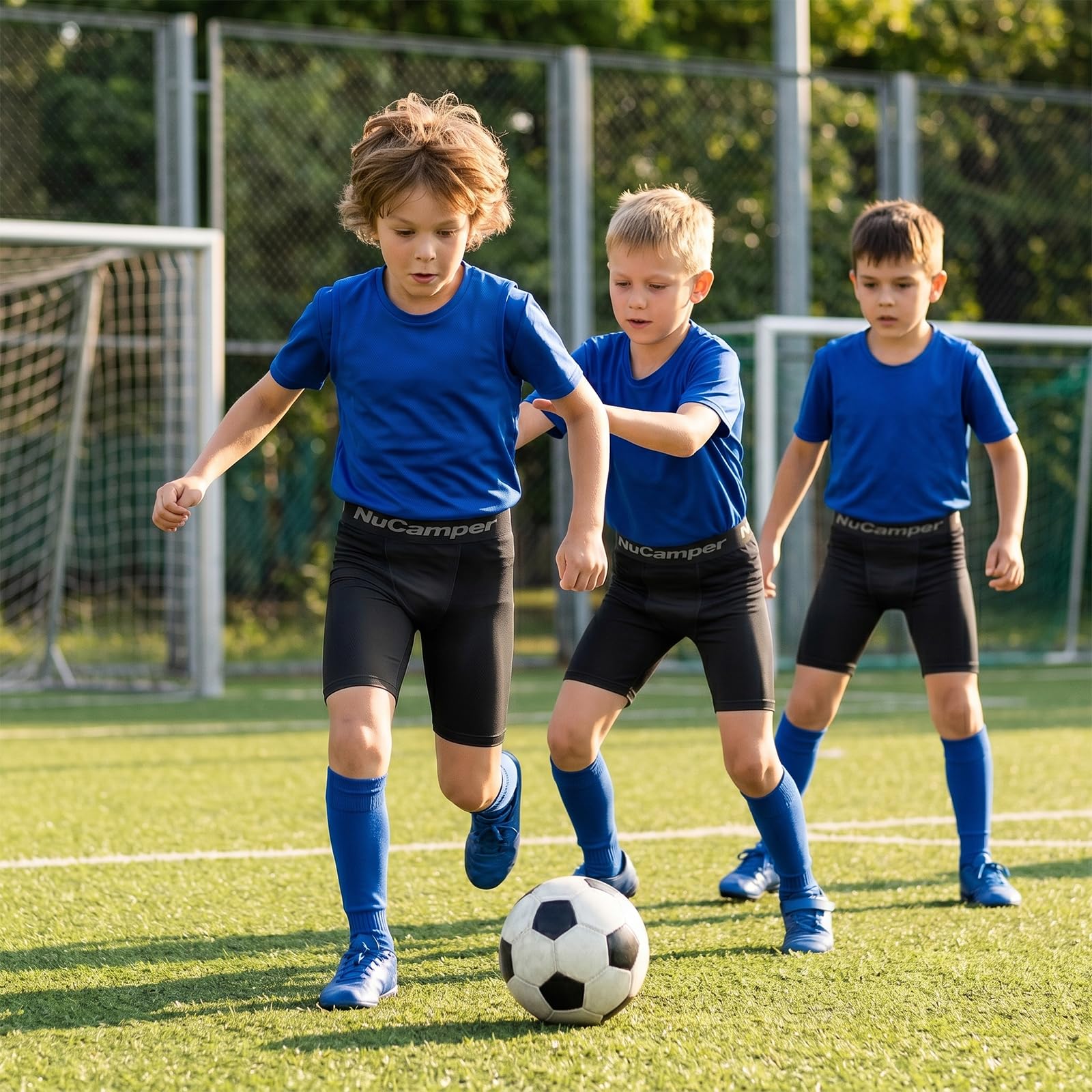 NuCamper Pantalones Cortos de Compresión para Niños Transpirable Deportivo Ropa Interior Fútbol Rugby Running Ciclismo