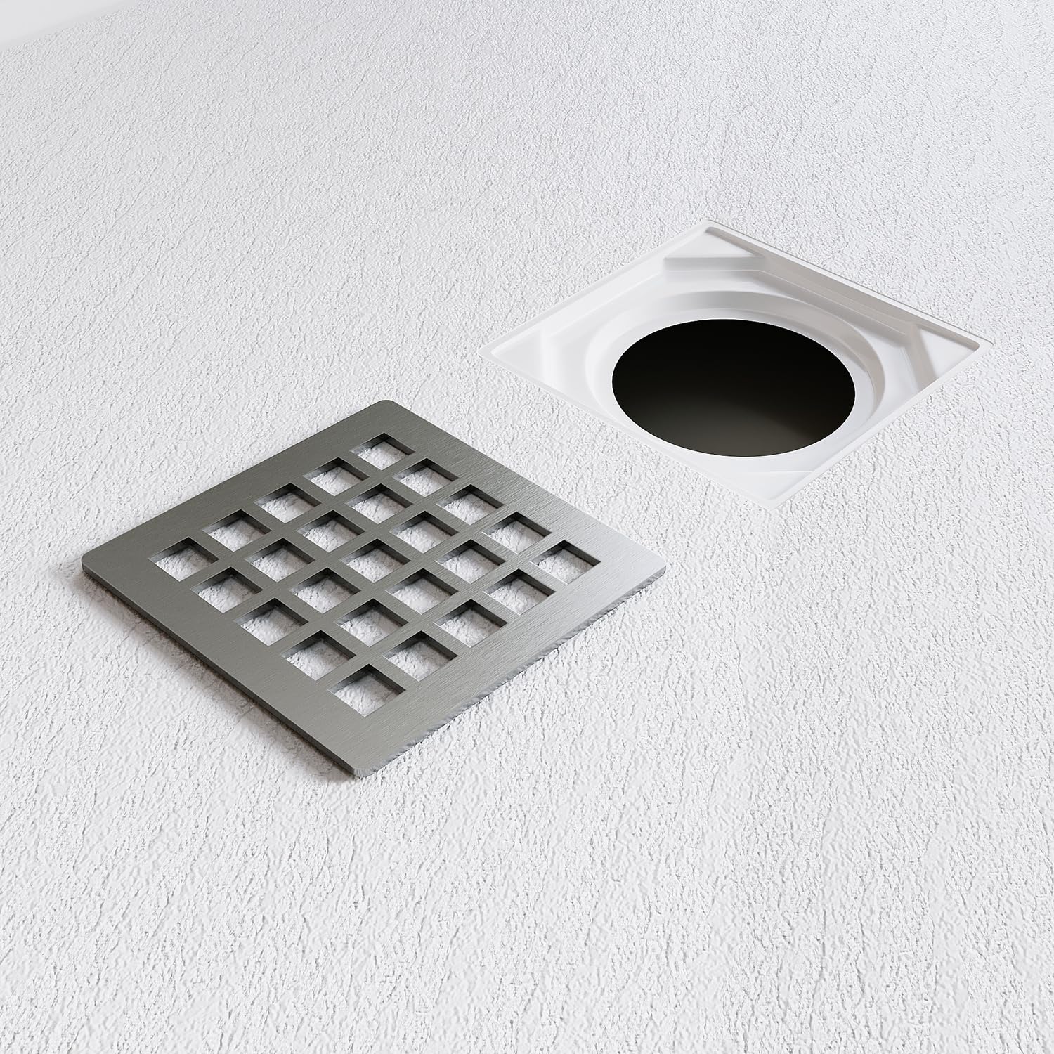 SMC Plato de ducha blanco 100 x 80 cm, con forma cuadrada, plato de ducha plano antideslizante, incluye desagüe