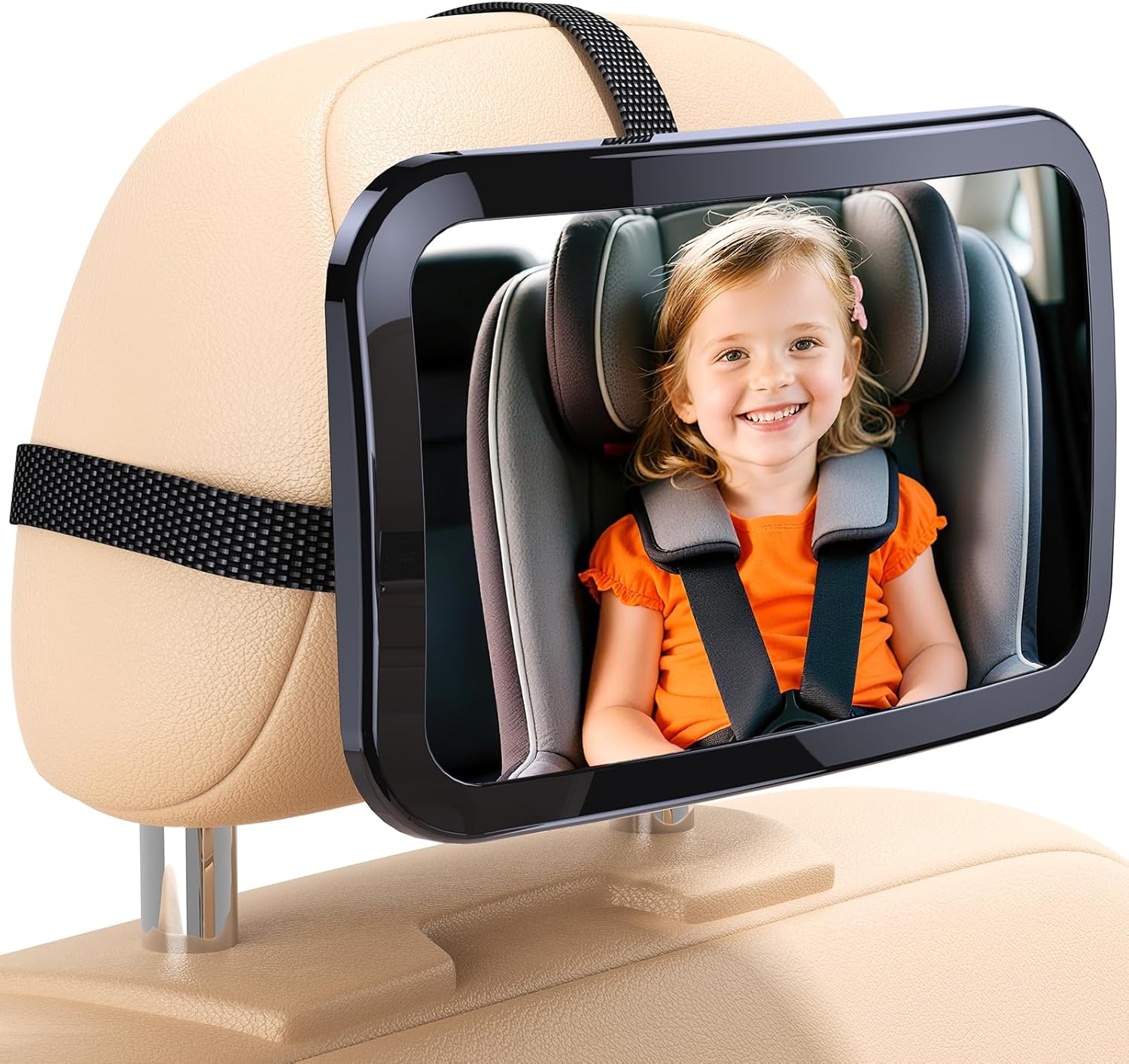 Baby Car Mirror, Safety Car Seat Mirror for Rear Facing Infant, Clear Wide View, Shatterproof, 360° Rotation, Crash Tested and Certified for Safety