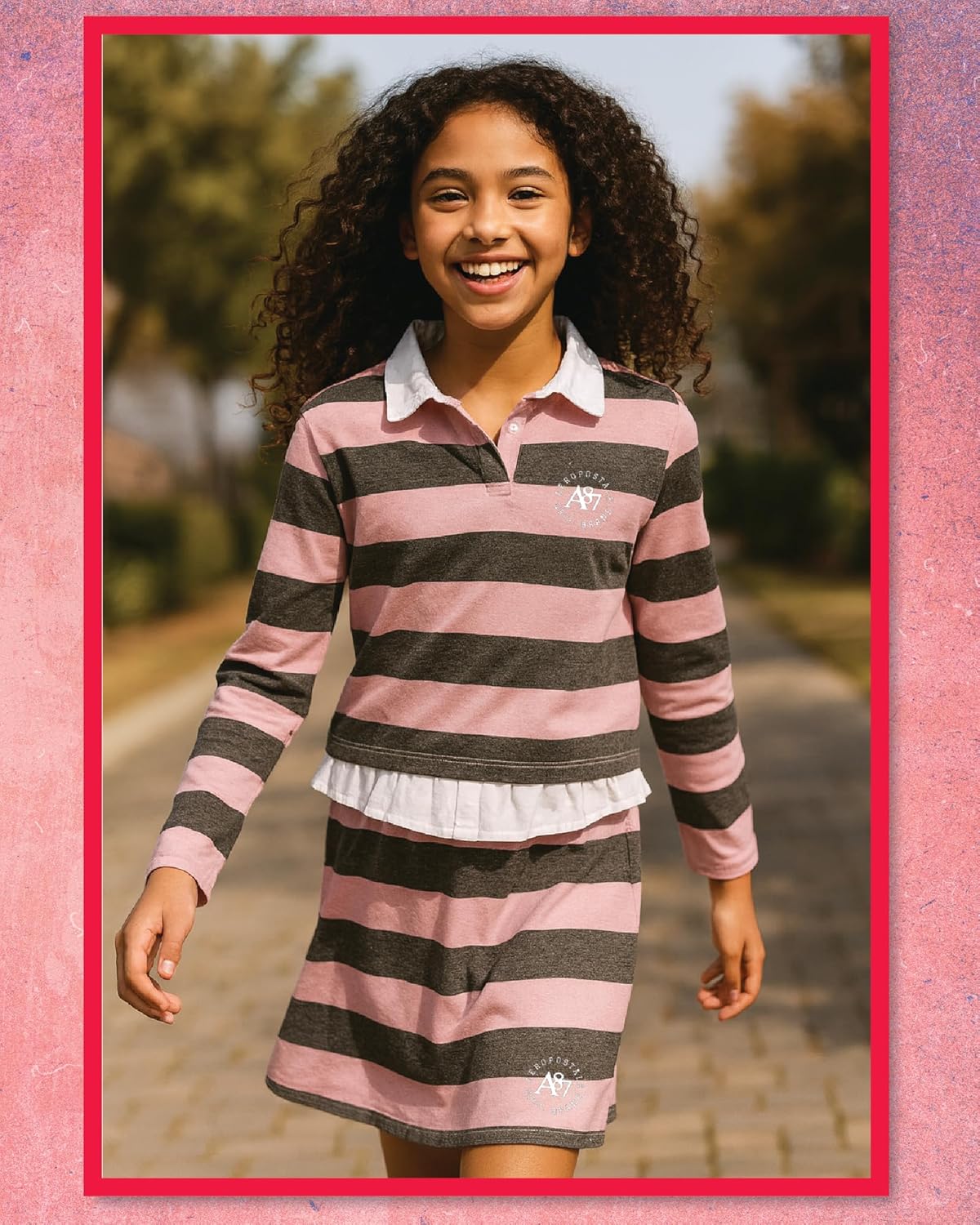 AEROPOSTALE Girls Skort Set - 2 Piece Scooter Skorts for Girls and Long Sleeve Top Rugby Polo Scooter Skirt Set (7-12) - Image 3