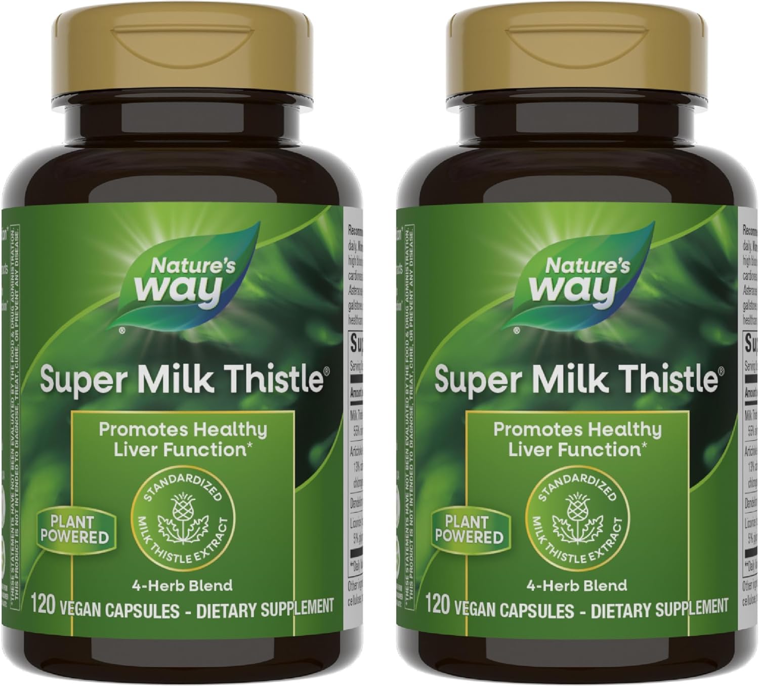 Nature’s Way Super Milk Thistle, Promotes Healthy Liver Function*, 4-Herb Blend, Vegan, 120 Capsules
