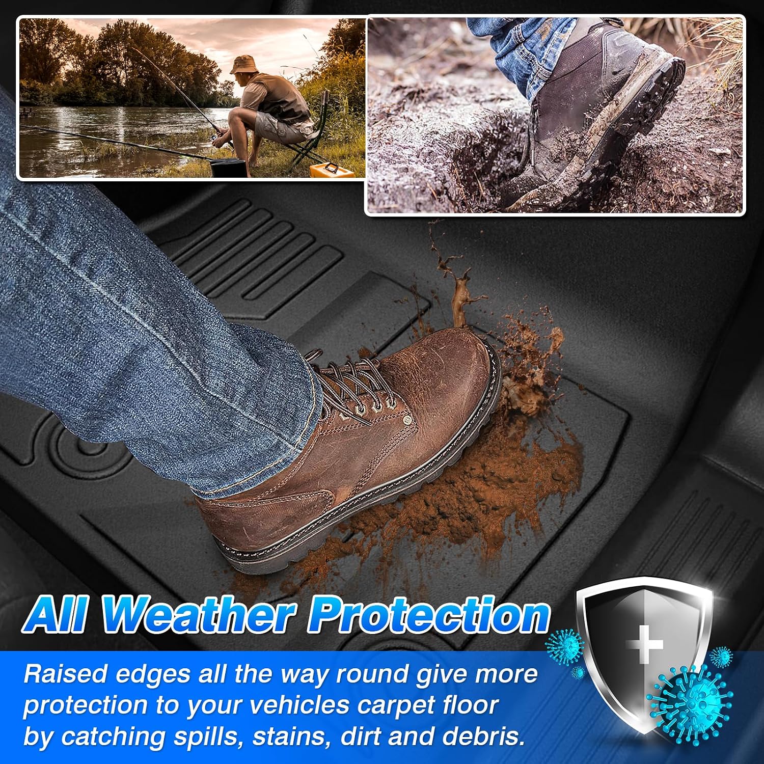 Rogue Floor Mats - Car Mats for Nissan Rogue (No fit Rogue Sport) 2021-2026, All Weather Floor Mats Cargo Liner with Backrest Mat and Door Sill Guards for Rogue Accessories, Heavy Duty Rubber Mats