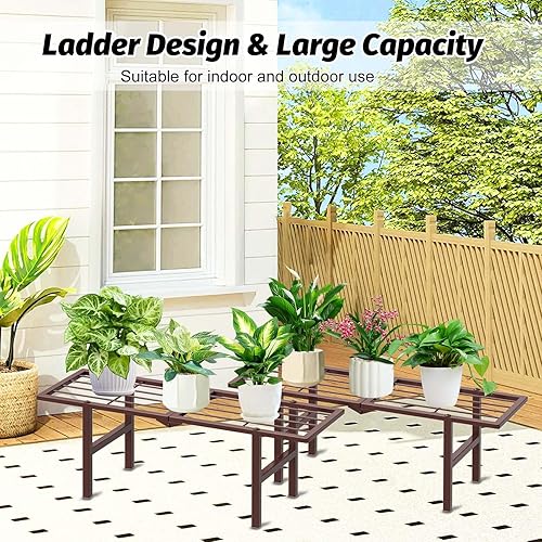 Miniatura 3 de Paquete de 2 soportes de metal para plantas para exteriores e interiores, estante plegable escalonado de 1 nivel para esquina, soporte de exhibición