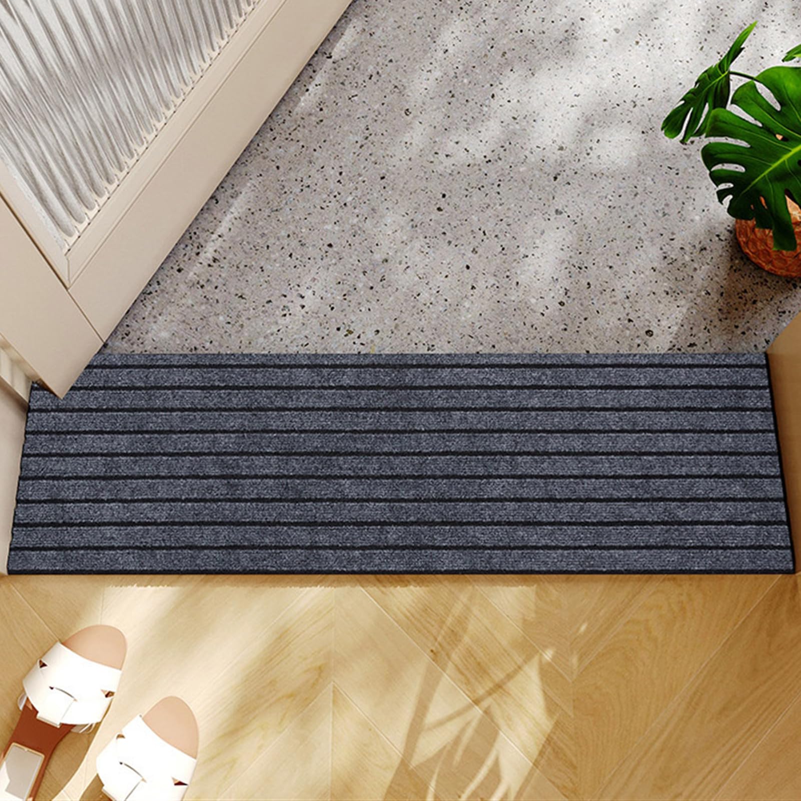 Long Bathroom Rug Non Slip Washable Thin Bath Runner Absorbent Quick Dry Floor Mats Grey 24 x 94