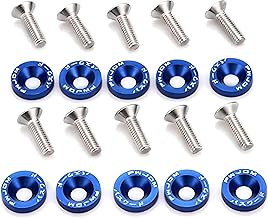 10Pcs Blue JDM Fender Washers - Car Universal M6 Bolt Screw Washer Kit, Stainless Steel Screws, Aluminum Nuts, Bumper, Engine Bay Dress Up, Auto Accessories, Number Plate Screws