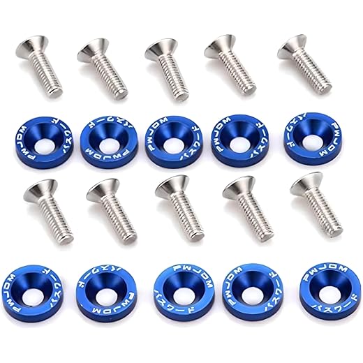 Toytle 10Pcs Blue JDM Fender Washers