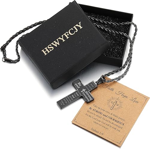 Miniatura 3 de Collar de cruz con versículo bíblico para hombre, collar de cadena con colgante de cruz, confirmación de bautismo, primera comunión, bautizo,