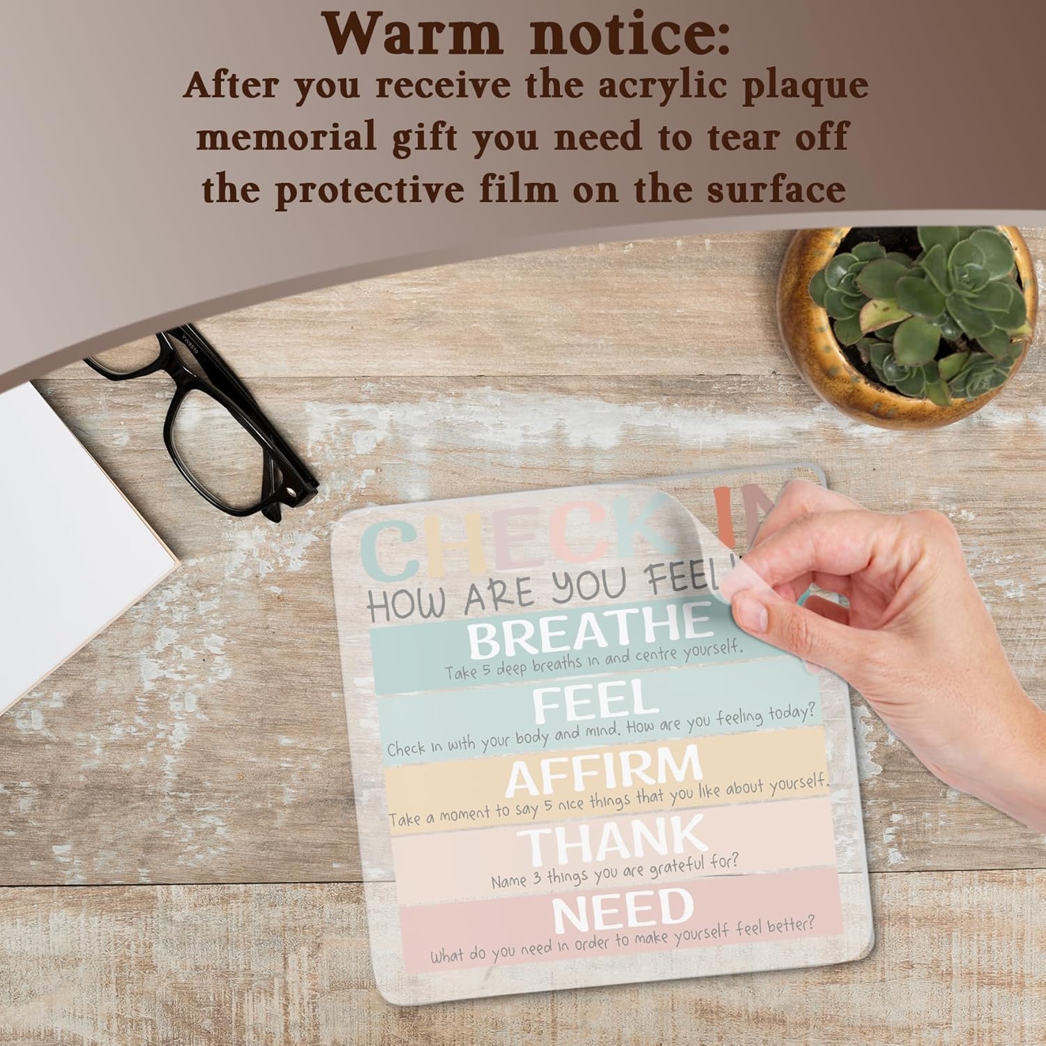 Check In How Are You Feeling Acrylic Plaque Sign, Therapy Office School Counselling Office Gifts for Counselor, Psychologist, Therapist, Inspirational Mental Health Gifts for Teachers, Students - Image 7