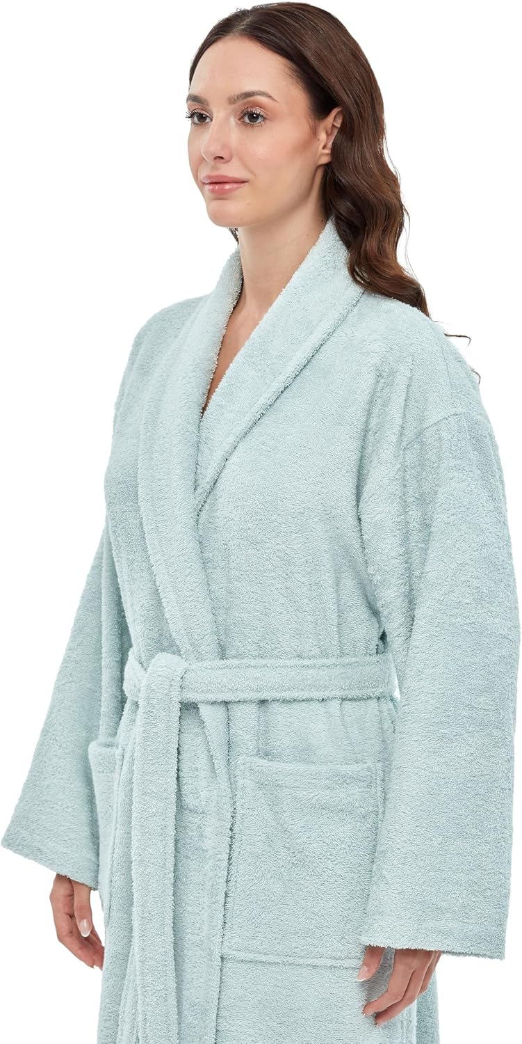 Arus Women's Shawl Collar Robe, Turkish Terry Cotton Bathrobe,with Regular and Full Length Options - Image 6