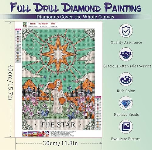 Miniatura 4 de AIBOERL Paquete de 3 kits de arte de diamantes de tarot para adultos, tarot 5D completos de diamantes redondos para principiantes, temática de