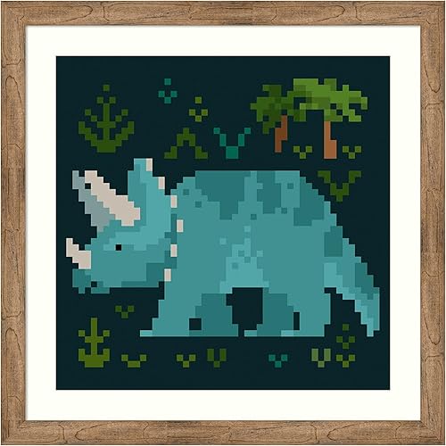 Amanti Art Lienzo decorativo para pared enmarcado de 36 x 36 pulgadas, Dinos I de Victoria Barnes, arte de pared de animales, decoración vintage,